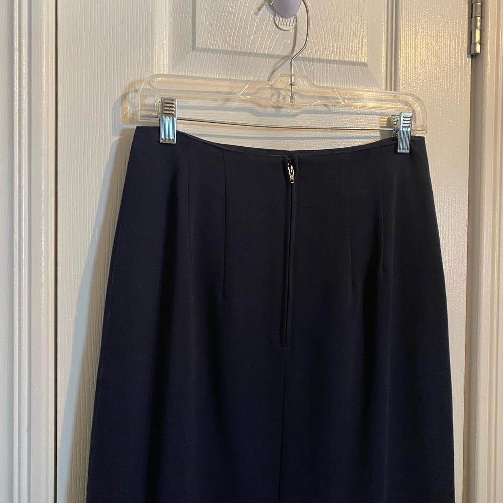 Vintage 90s Lana Lee Navy Rise High Rise Pencil Column Midi Skirt Size 8 - Picture 7 of 12